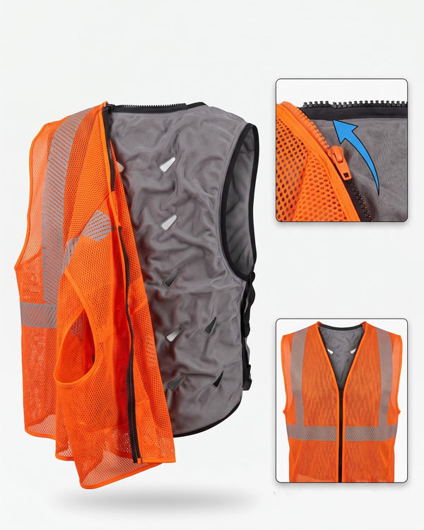 Gilet HV orange zippable